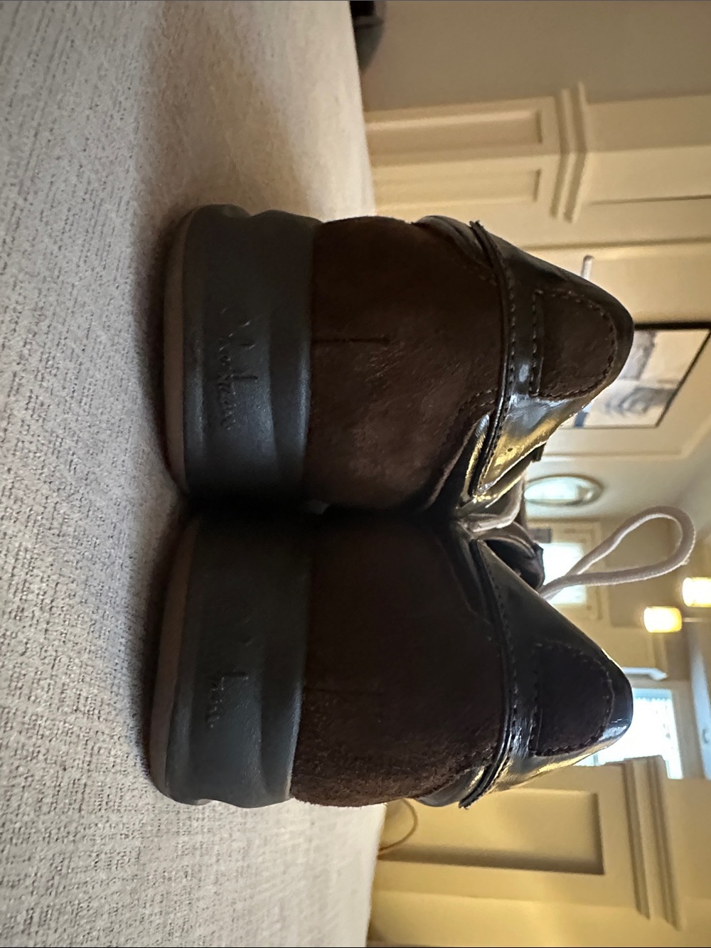 Brown Suede & Patent Leather women’s Sneakers - Chukkalike Lace-Up - Picture 4 of 4